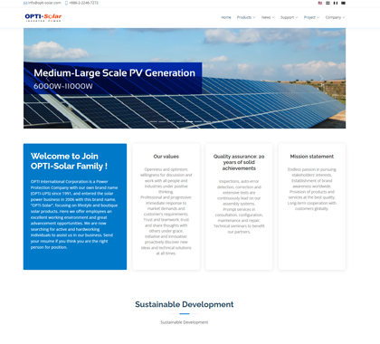 OPTI-Solar website revision, we hope our new website will bring user a brand- new feeling.